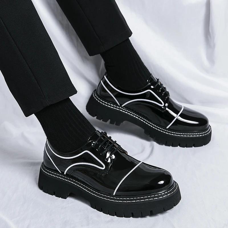 Fashion Thick Bottom Classic Lace-Up Male Oxfords Shoes Male Comfortable Casual Shoe 2025 New All-match Antiskid for Men Business Shoes