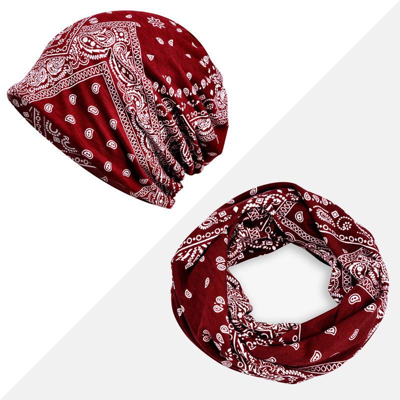 Women's Floral Print Cotton Pullover Hat and Scarf Set for Sun Protection