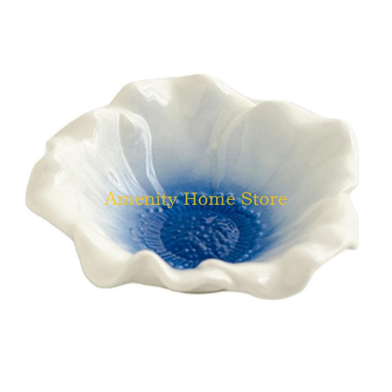F26C Ceramic Flower Gradient Jewelry Tray for Contemporary Decoration