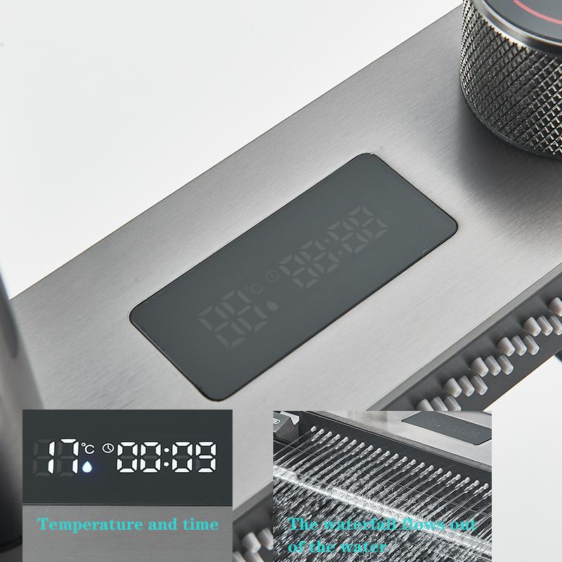 Stainless Steel Kitchen Waterfall Sink Digital Display Large Single Sink Dish Basin Sink With Multifunction Touch Waterfall