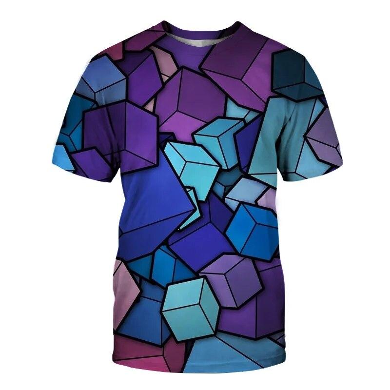 Fashion Hot Summer 3D Geometric Creativity Pattern T Shirt for Men and Women Casual Handsome Print Shirt Trend Harajuku Hip Hop Plus Size Tops