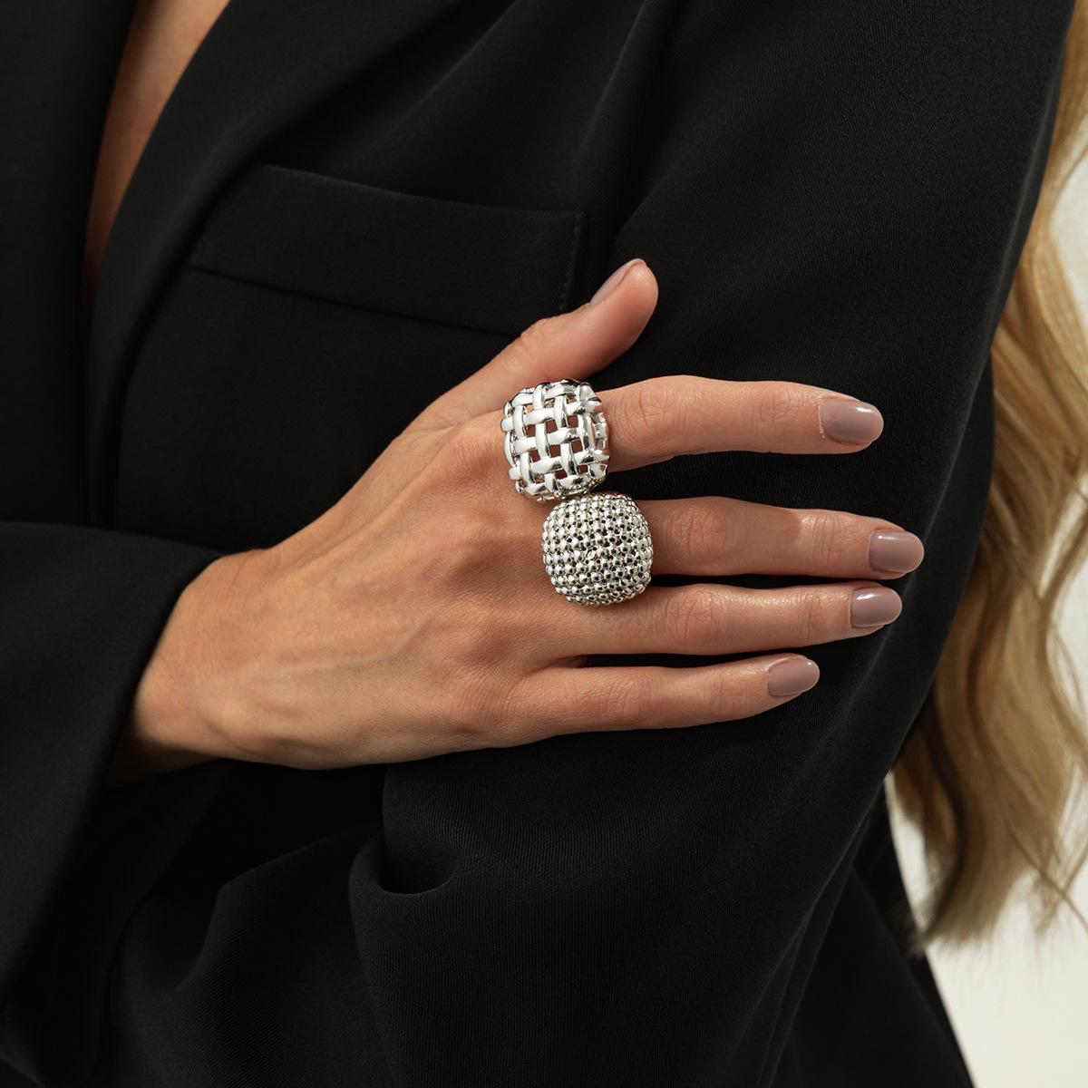 2 шт./набор Модные геометрические регулируемые открытые кольца для женщин Преувеличенные винтажные нерегулярные квадратные массивные кольца на костяшки Свадебные украшения