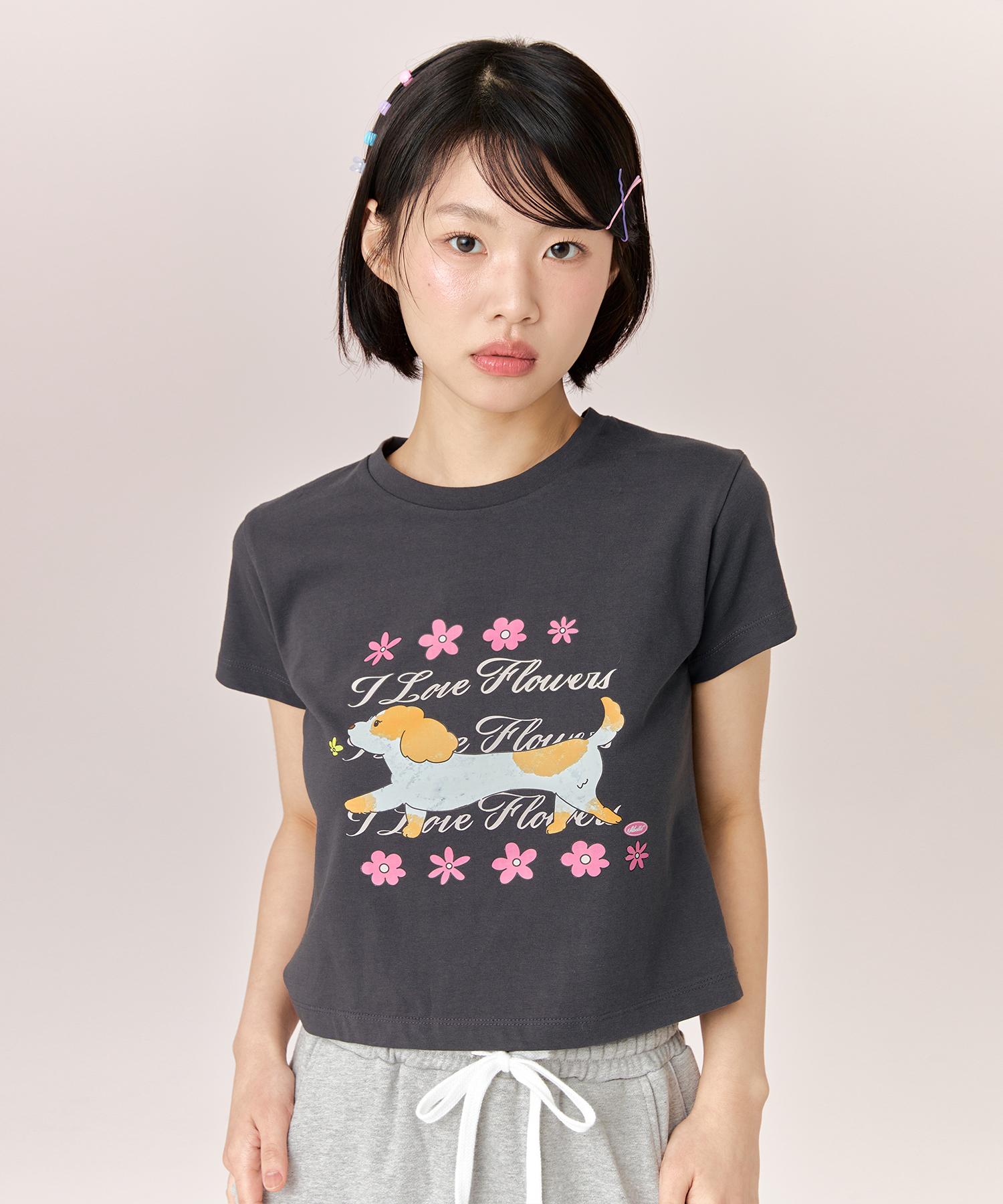 Adore Bell Happy Puppy T-Shirt - Charcoal