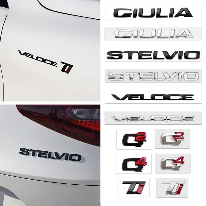 3D ABS Car letter Badge Sticker Logo Rear Trunk Emblem Auto Accessories For Alfa Romeo 147 156 Q2 Q4 Ti Veloce Giulia Stelvio fw6
