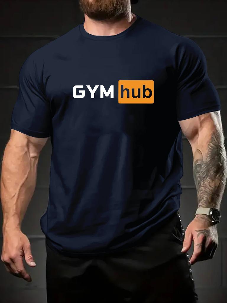 GYM Sommer Trendige Lässige Bedruckte Kurzarm-T-Shirt für Unisex Lockerer Rundhalsausschnitt Atmungsaktives Oberteil
