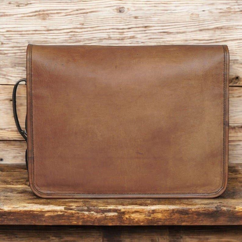 Leather Messenger Laptop Bag, Vintage Briefcase, Crossbody Office Bag, Rustic Gift for Men, Valentine's Day Gift