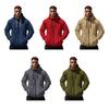 Men Coat Long Sleeve Zipper Closure Hooded Sweatshirt with Large Pockets Solid Color Velvet Thickened Warm Outerwear
