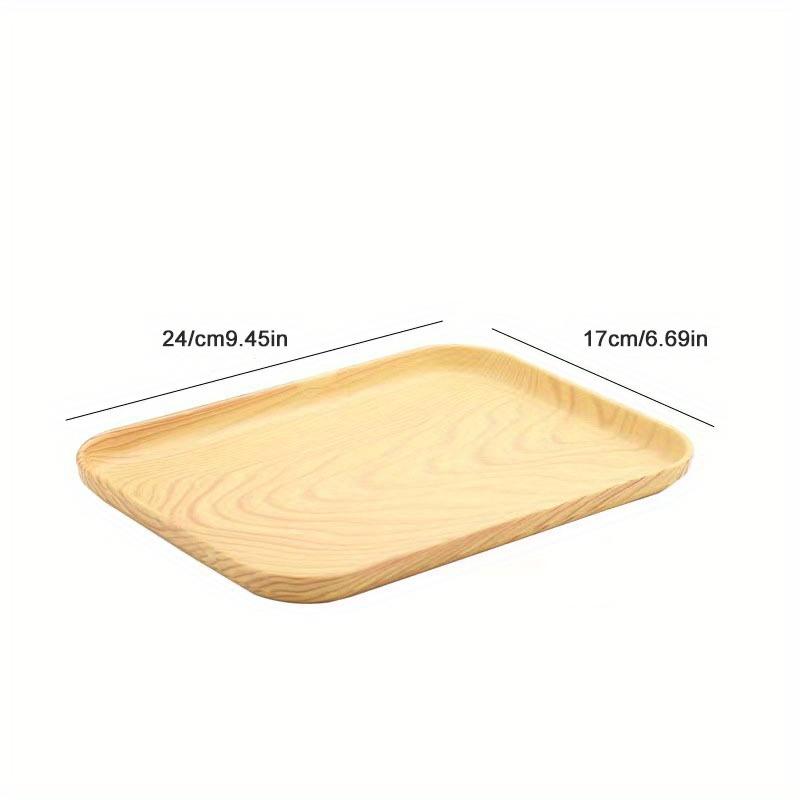 1pc Tea Cup Tray, Plastic Wood Grain Dessert Tray, Decorative Fruit Tray, Breakfast Food Tray, Multifunctional Snack Tray