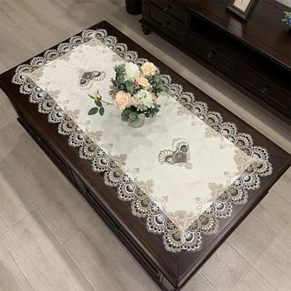 

Rectangle Tablecloth European Embroidered Coffee Tea Table Cloth Hollow Carved Home Textile Decoration Accessories 50*100cm