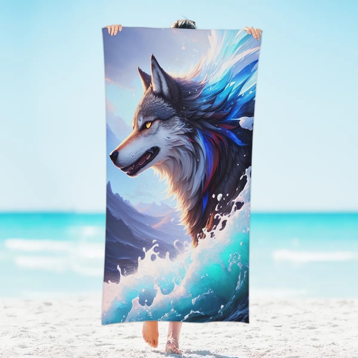 

Vibrant Floral Purple Orange Beach Towel, Large Microfiber Quick Dry Lightweight Pool Bath Towels Sand Free Beach Blanket for W30*H60(CM)