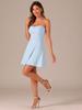 Allegra K Women's Christmas Party Dress, Mini Dress, A-Line, Sleeveless, Dance Costume, Sky Blue, Size L