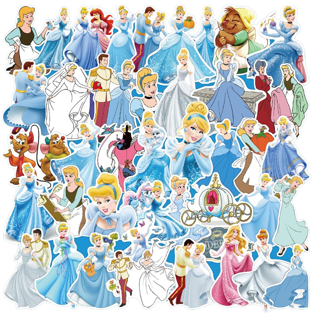 10/30/50PCS Cinderella Anime Princess Cartoon Sticker DIY Laptop Luggage Skateboard Graffiti Decals Fun for Kid Toy