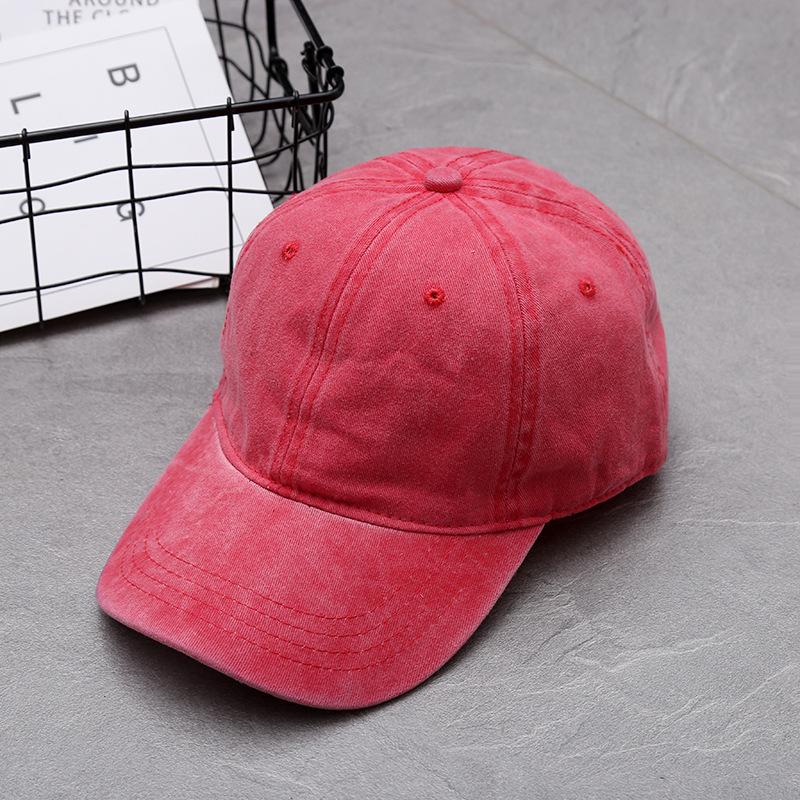 Yoghurt Retro Gewassen Katoenen Baseballpet voor Heren en Dames - Verstelbaar Effen Design voor Casual Kleding en Cadeaus rood