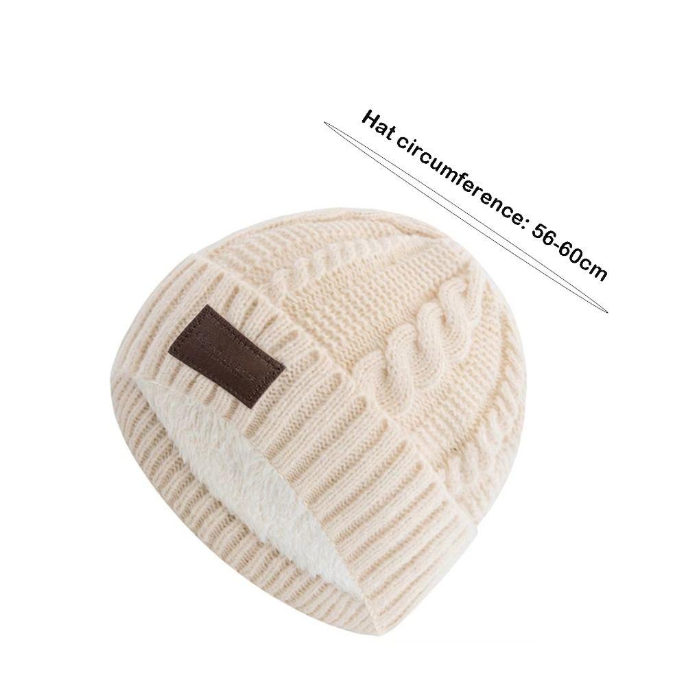 Casual Versatile Winter Knitted Hat Fleece-lined Warm Couple Beanie Thickened Coldproof Beanie Cap Unisex