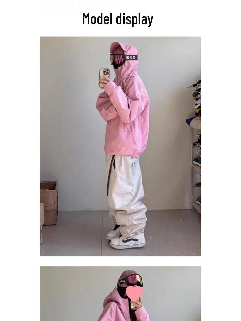 Peach Pink Three-in-One Windproof Waterproof Dopamine Ski Mountaineering Jacket for Women