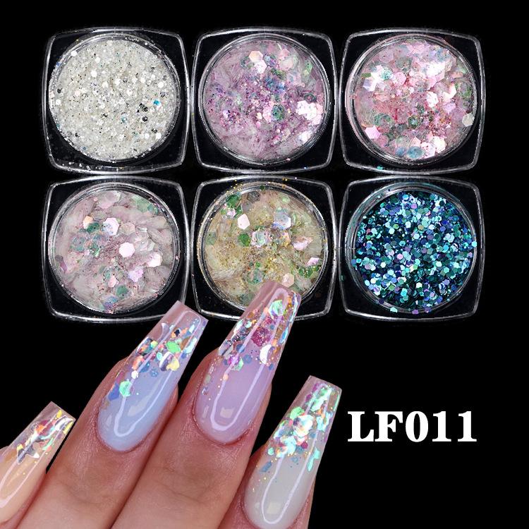 

Блестки для дизайна ногтей Супер Блестящая Пудра Симфония Комбинация Блесток DIY Украшение для ногтей Набор из 6 цветов