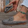 Women Slip On Loafers Soft Sole Casual Moccasin Shoes Perforated Upper with Bow Accent Comfortable Footbed