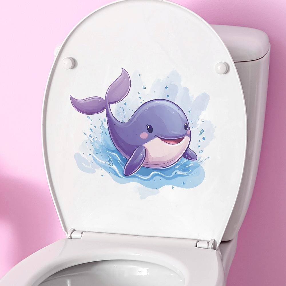 Cartoon-painted Underwater Whale Stickers for Bathroom Toilet and Toilet Home Beautification and Decoration