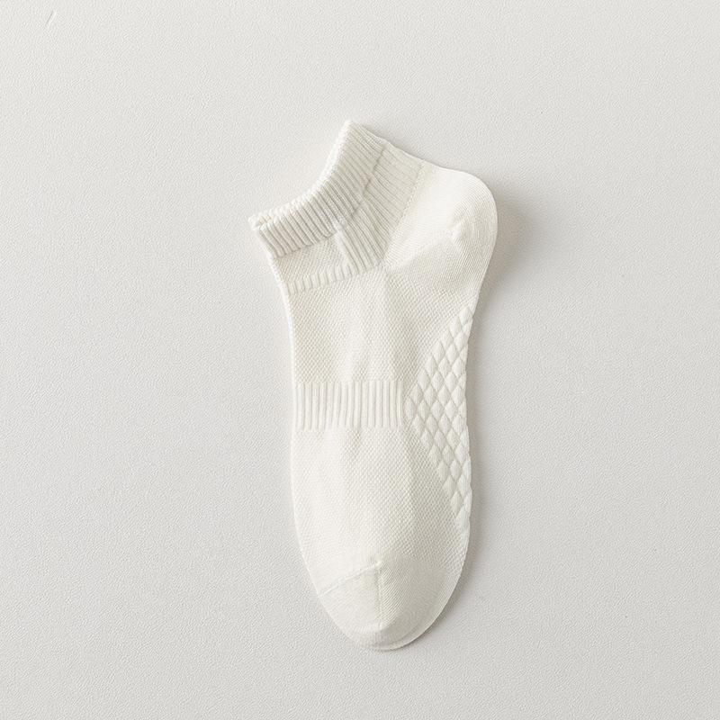 Men's Spring and Summer New Solid Color All In One Massage Bottom Anti Pilling Boneless Waist Non Slip Low Top Boat Socks