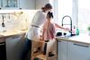 Kitchen Helper Foldable Aid Easel Toddler Step Stool for Kids Step-Up Standing Tower Learning Stool Hare White
