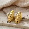 Retro Geometric 304 Stainless Steel Ear Studs with Concave-Convex Design