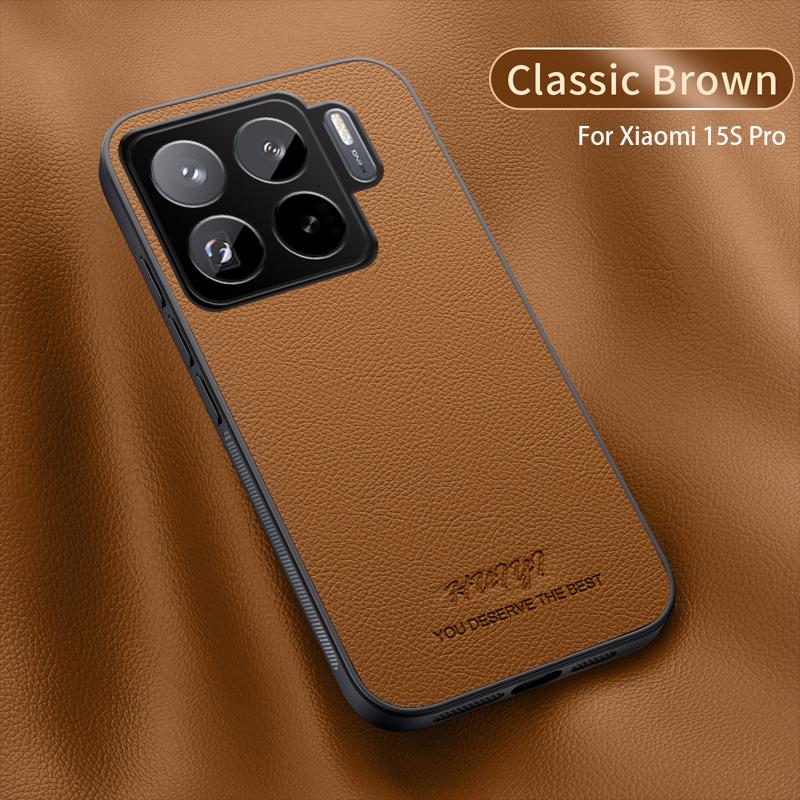 Business Leather Soft Frame Protect Case for Xiaomi 17T 15T 14T Pro Ultra 17 Pro Max Built-in Car Magnetic Solid Color PU Cover