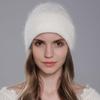 Women's Winter Angora Rabbit Hair Knitted Fried Dough Twist Double Flanging Warm Versatile Wool Hat