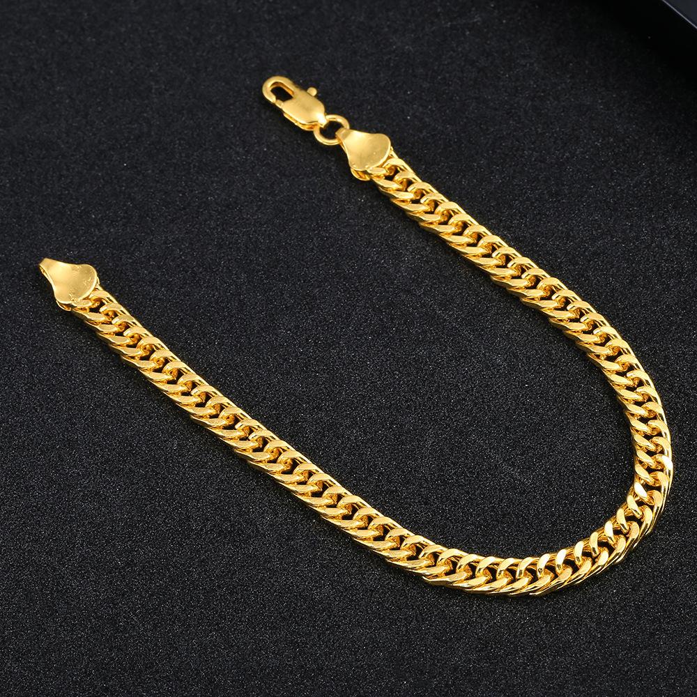 18K Gold Plated Men's 6mm Double Strand Metal Bracelet - Unisex Handmade Jewelry