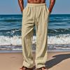 Cotton and Linen Large Size Men's Pants Breathable and Sweat-absorbing Solid Color Trousers Basic Casual Wide-leg Trousers