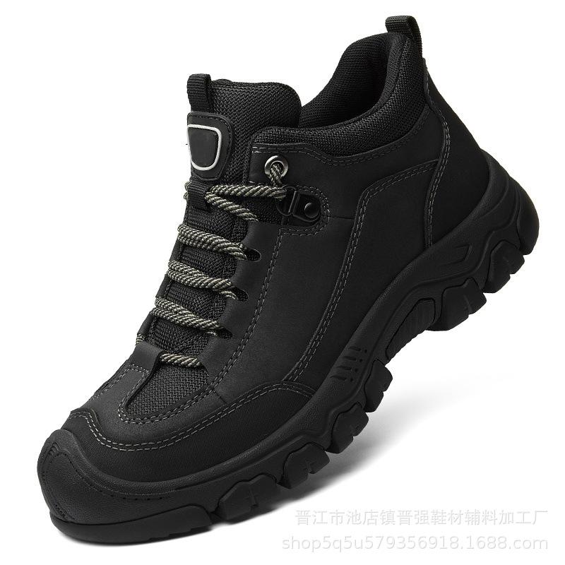 

Men s first layer of cowhide waterproof cushioning, non-slip and anti-collision outdoor hiking shoes, four-season all-terrain hiking shoes 44