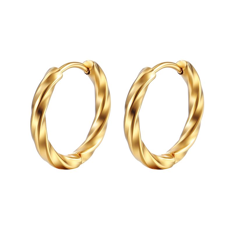 

Classic Fashion Twisted Circle Hoop Earrings For Women Round Stainless Steel 2.5mm Thick Gold Copper Color Huggie Daily Zircon 10mm золотой