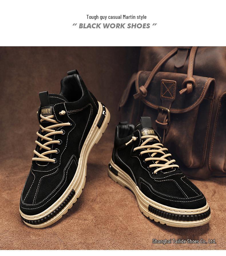 Herren Schwarze Lässige Skate Schuhe - Herbst Atmungsaktiv, Rutschfest, Wasserdicht und Abriebfest Arbeitsschutz Sneakers.