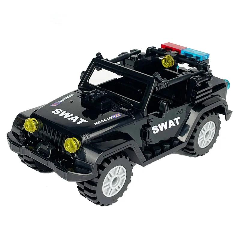 City Patrol Police Motorcycle Car Pursuit Prisoners Model Building Blocks Enlighten Action Figure Toys For Children