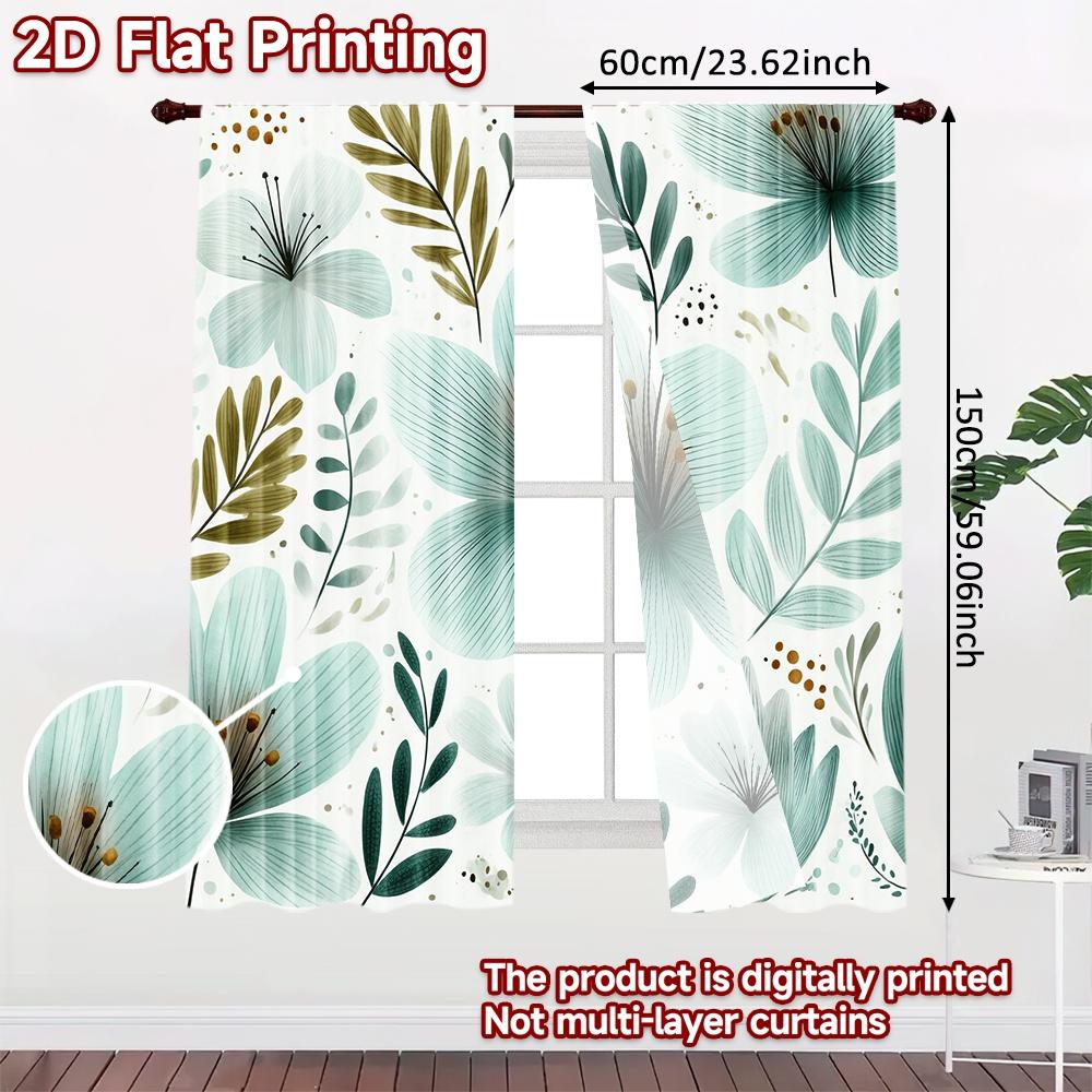 Set Of 2 Flat Printing Curtains Without Rod Floral Elegance Design Holiday Saint Patrick Is Day Printed Prints Curtain Polyester