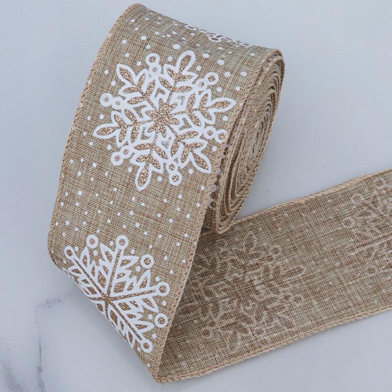 

Романтичный и уютный рождественский принт в виде серебряной снежинки, имитация пеньковой ленты, рождественский подарочный пакет, украшения, фон, настенная подвесная лента сверху 6.3cm*10 yards