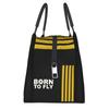 Born To Fly Flight Pilot Thermal Insulated Lunch Bag Aviation Aviator Captain Lunch Tote Box for Women School Picnic Food Bags