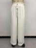 Baifen Zhi Yi: 2026 Resort Style Casual Lace Patchwork Wide-Leg Pants with Elastic Waist