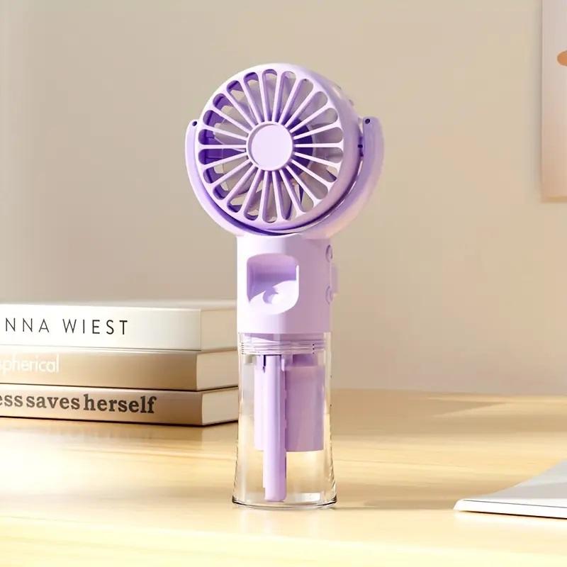 Portable hand-held spray fan with humidifier -4-speed adjustment, USB charging small fan, suitable for office or travel
