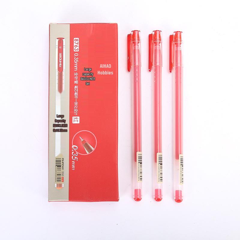 Hobby 8763 Belans Neutral Pen 0.35mm Large Capacity Signature Pen - Red, Blue, Black Ink for Students & Office
