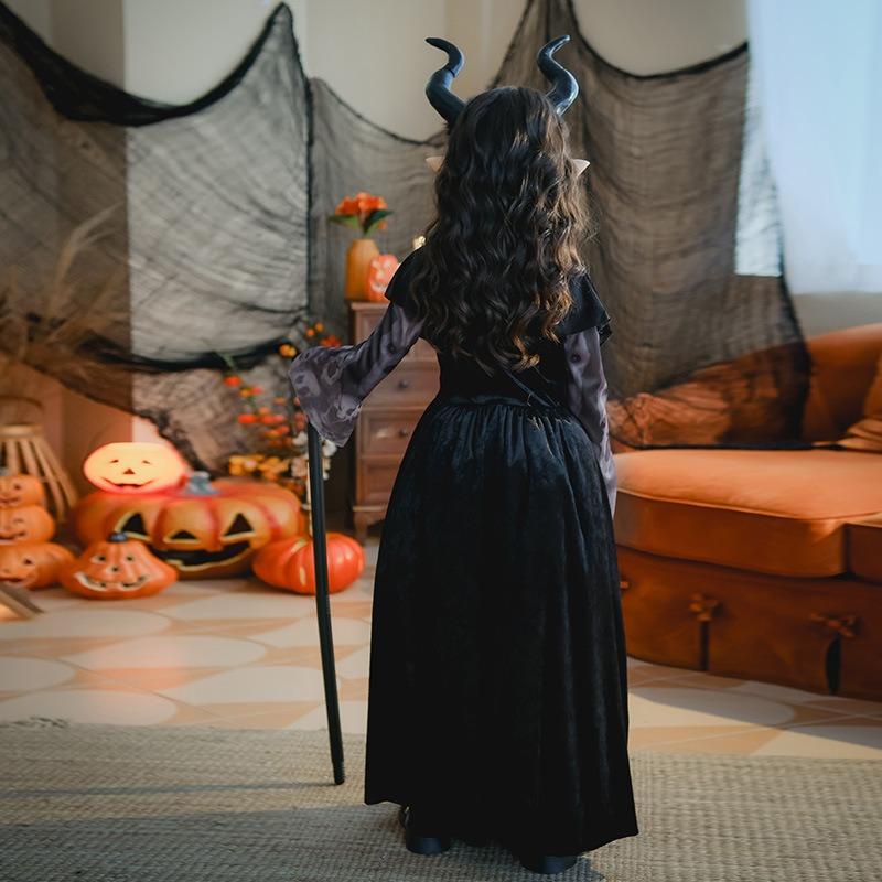 Halloween Children's Costume Show Costume Skull Children's Costume Girls Long Dress Witch Vampire Funny Dress