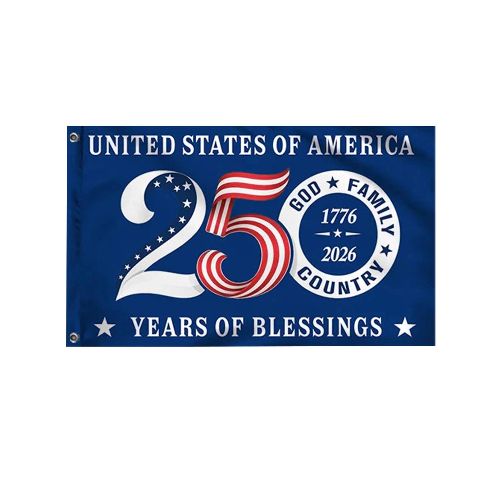

200th to 250th Anniversary Commemorative Flag Single Sided 60x90 Inches Durable Outdoor Decoration Historical American Symbol Banner One Size