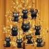 10/20Pcs Halloween Black Cat Hanging Decoration Indoor Outdoor Car Rearview Mirror 2D Flat Acrylic Kitten Hanging Ornament Pendant