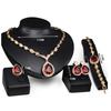 C222 Simple Wedding Banquet Alloy Rhinestone Jewelry Necklace Earrings Ring Bracelet Four-Piece Set Hot Sale