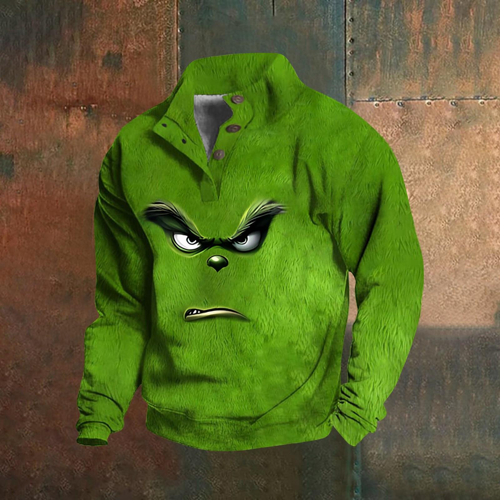 Мужские футболки, Мужские футболки, Мужские меховые рубашки с длинным рукавом Рождественские мужские рубашки с длинным рукавом Мужские рубашки с длинным рукавом Зеленые XL зелёный