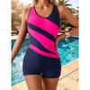 Traje de Baño de una Pieza con Estampado de Colores para Playa y Piscina Verano Boy Short Traje de Baño Atlético de Corte Ajustado para Mujer