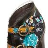 Johnature Genuine Leather Shoes Fashion Women's High Heels Retro Print Lace Versatile Short Boots