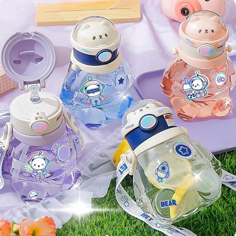 

700ml Cute Kids Water Bottles With Straw For Girls Children s Large Capacity Kawaii Cartoon Student School Travel Water Cup фіолетовий