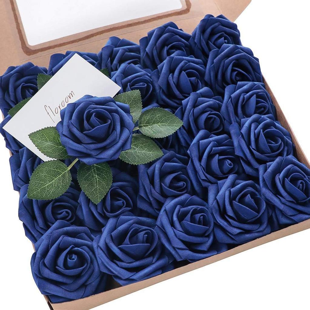 Pu European Gift Box With 8Cm Simulated Foam Roses And 50 Leaves In A Box, Home Floral Decoration