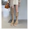 Retro style two wear folded thick-soled Martin boots fashionable versatile thick heel knee boots 2025 autumn and winter new