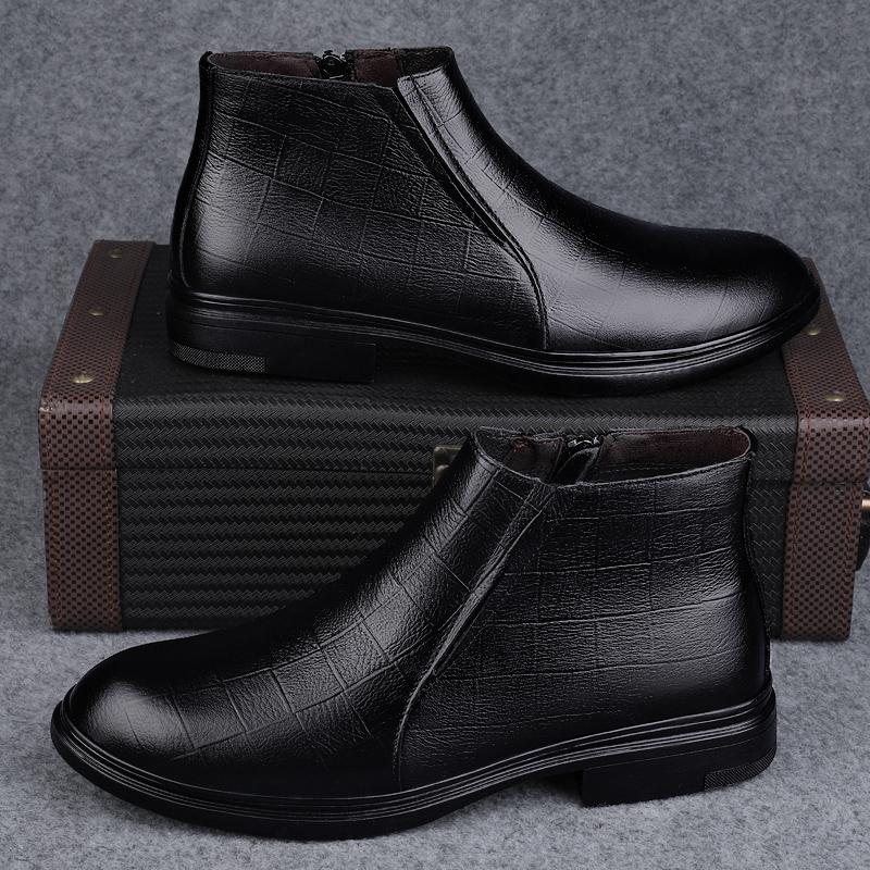 Mode Neue Herren Chelsea Boots aus echtem Leder Mode Vielseitige Stiefeletten Business High Top Freizeitschuhe Britischer Stil Herrenstiefel